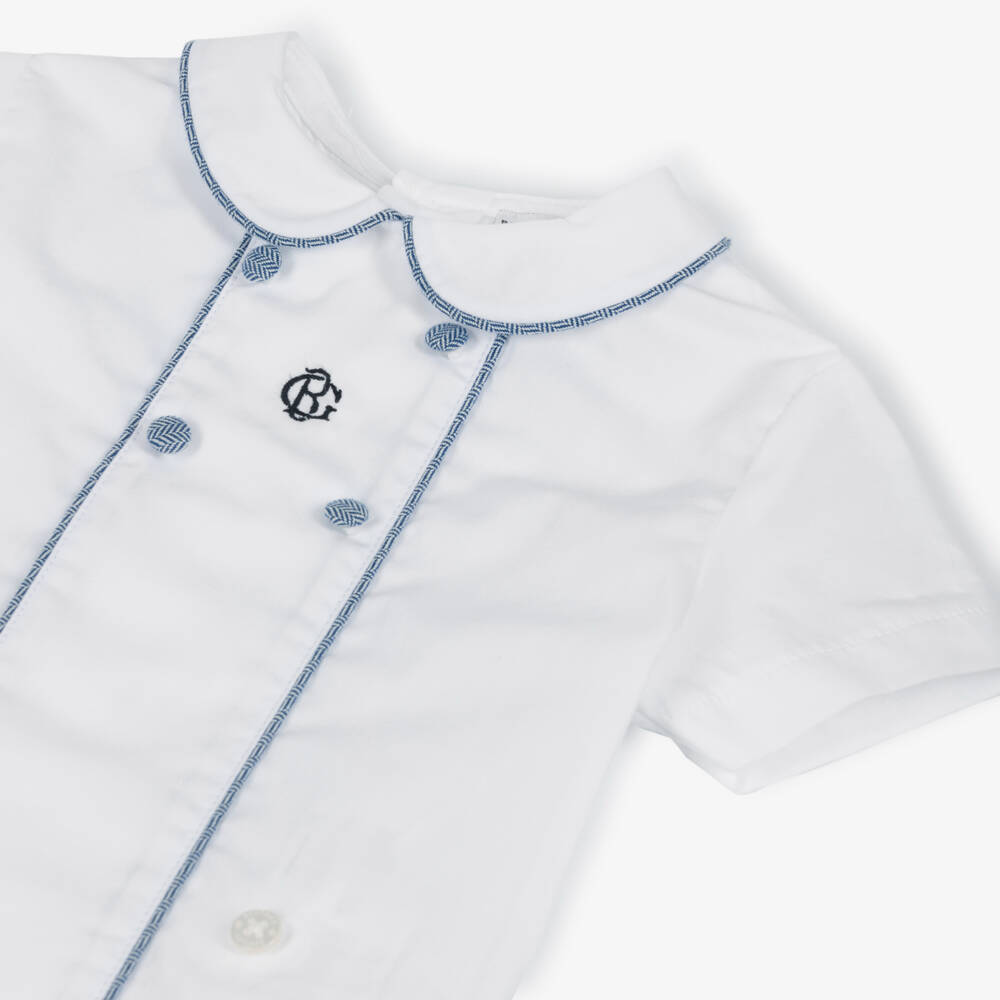 Beatrice & George-Navy Herringbone Buster Suit | Childrensalon Outlet