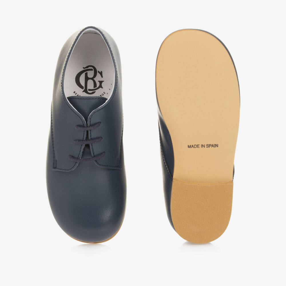 Beatrice & George-Navy Lace-Up Leather Brogues for Boys | Childrensalon Outlet