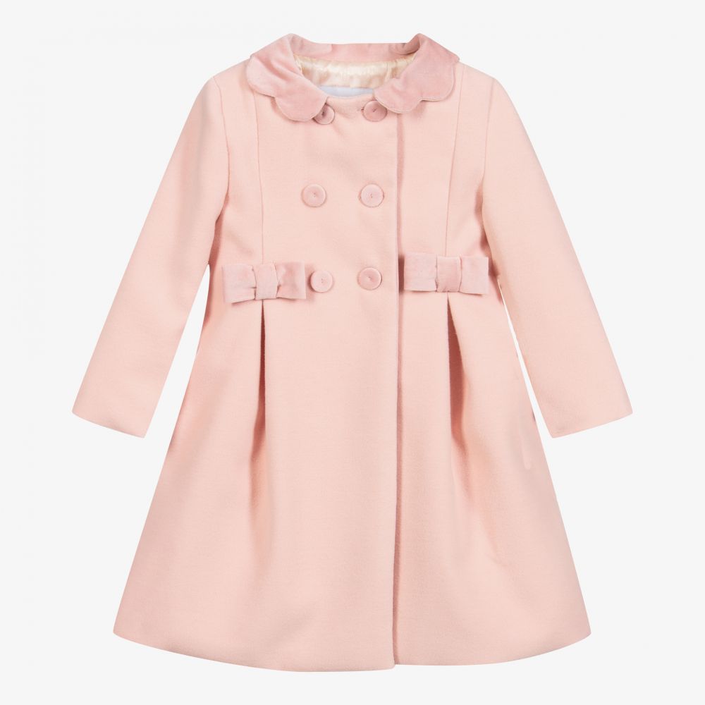 Beatrice & George - Pink Coat with Velvet Bows | Childrensalon