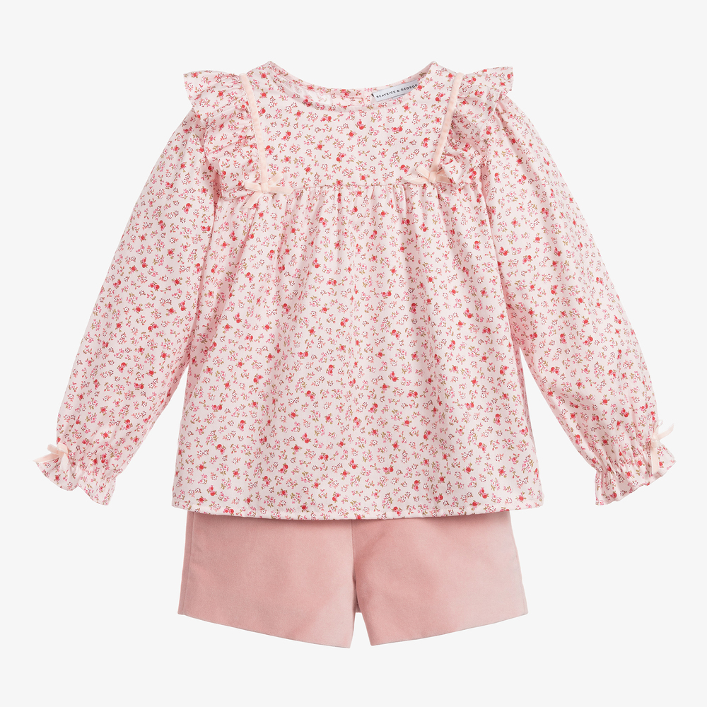 Beatrice & George - Pink Floral Top & Shorts Set | Childrensalon