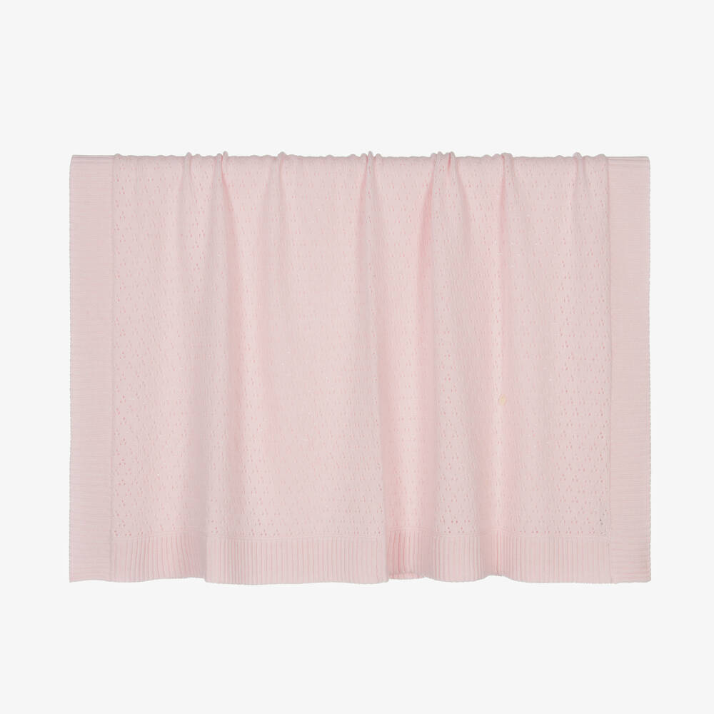 Beatrice & George - Pink Wool & Cashmere Knit Blanket (100cm) | Childrensalon