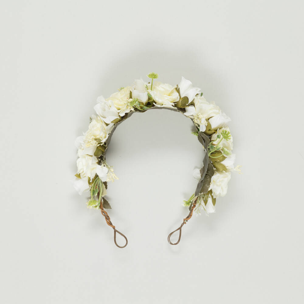 Beatrice & George-Preloved Girls Ivory Handmade Floral Garland (4 - 12 years) | Childrensalon Outlet