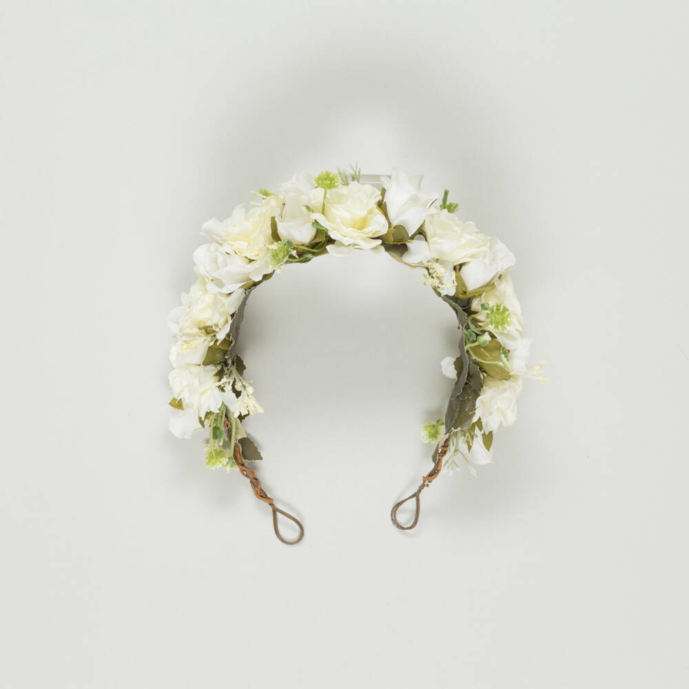 Beatrice & George-Preloved Girls Ivory Handmade Floral Garland (4 - 12 years) | Childrensalon Outlet