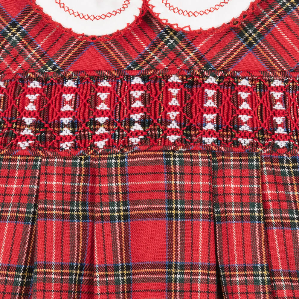 Beatrice & George-Красный песочник со сборками из шотландки | Childrensalon Outlet