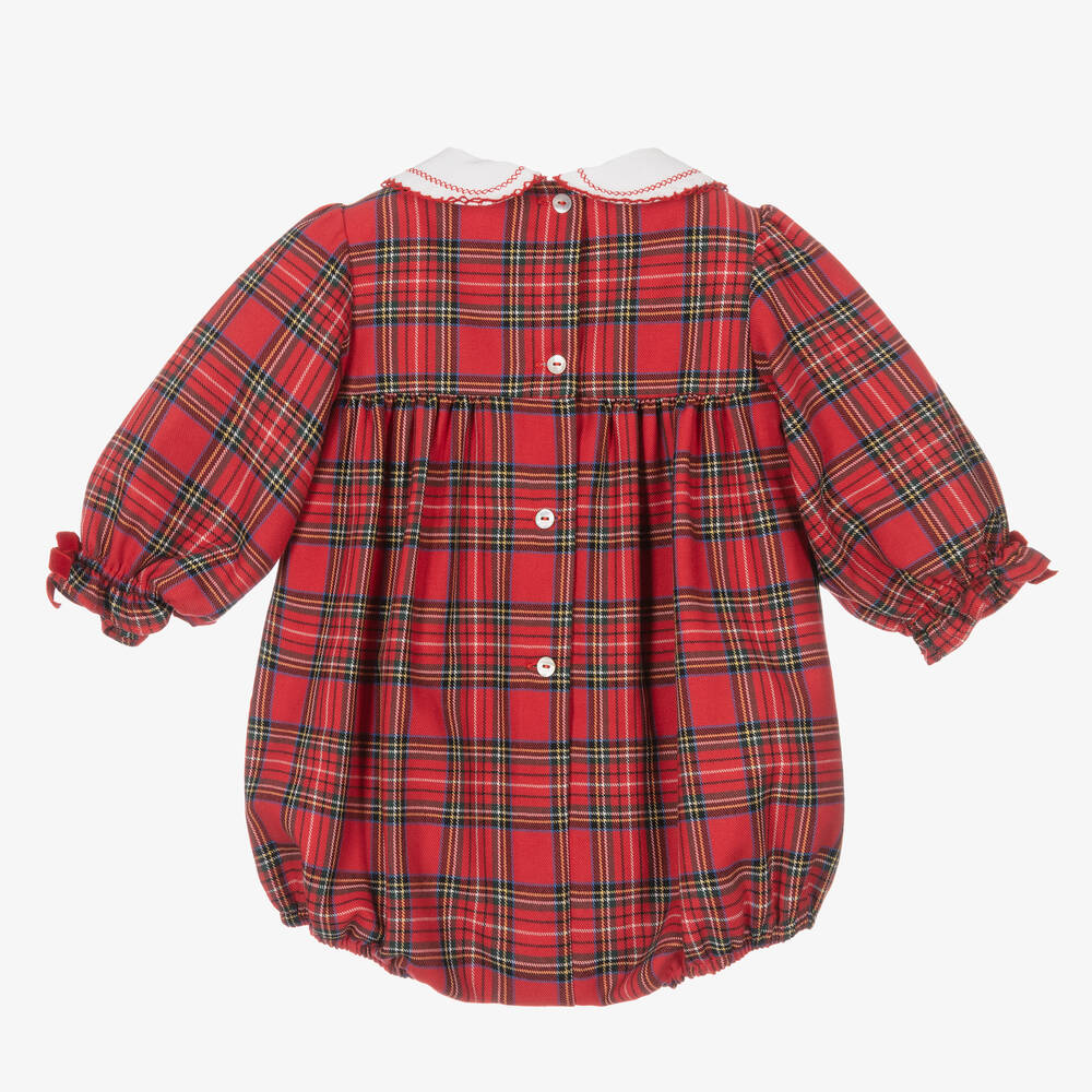 Beatrice & George-Красный песочник со сборками из шотландки | Childrensalon Outlet