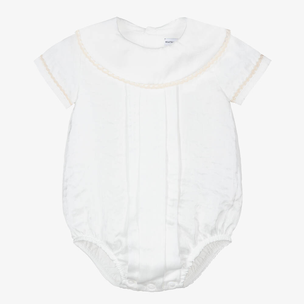 Beatrice & George-White Cotton Baby Shortie | Childrensalon Outlet