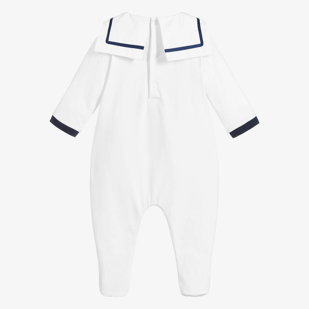 بياتريس آند جورج-بيبي غرو ستايل البحّارة قطن لون أبيض للأطفال | Childrensalon Outlet