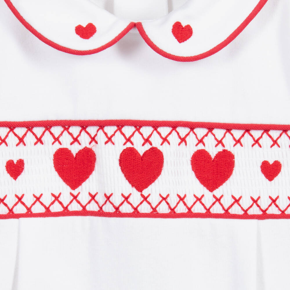 بياتريس آند جورج-بيبي غرو تطريز سموك قطن  لون أبيض للأطفال | Childrensalon Outlet