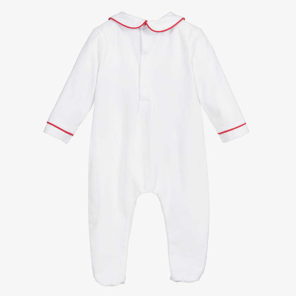 بياتريس آند جورج-بيبي غرو تطريز سموك قطن  لون أبيض للأطفال | Childrensalon Outlet