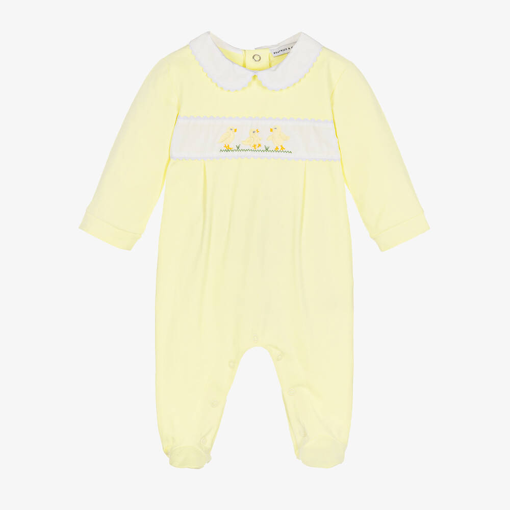 Beatrice & George - Grenouillère jaune en jersey de coton | Childrensalon