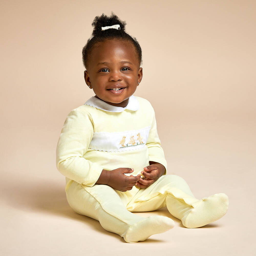 بياتريس آند جورج-بيبي غرو قطن جيرسي لون أصفر للأطفال | Childrensalon Outlet