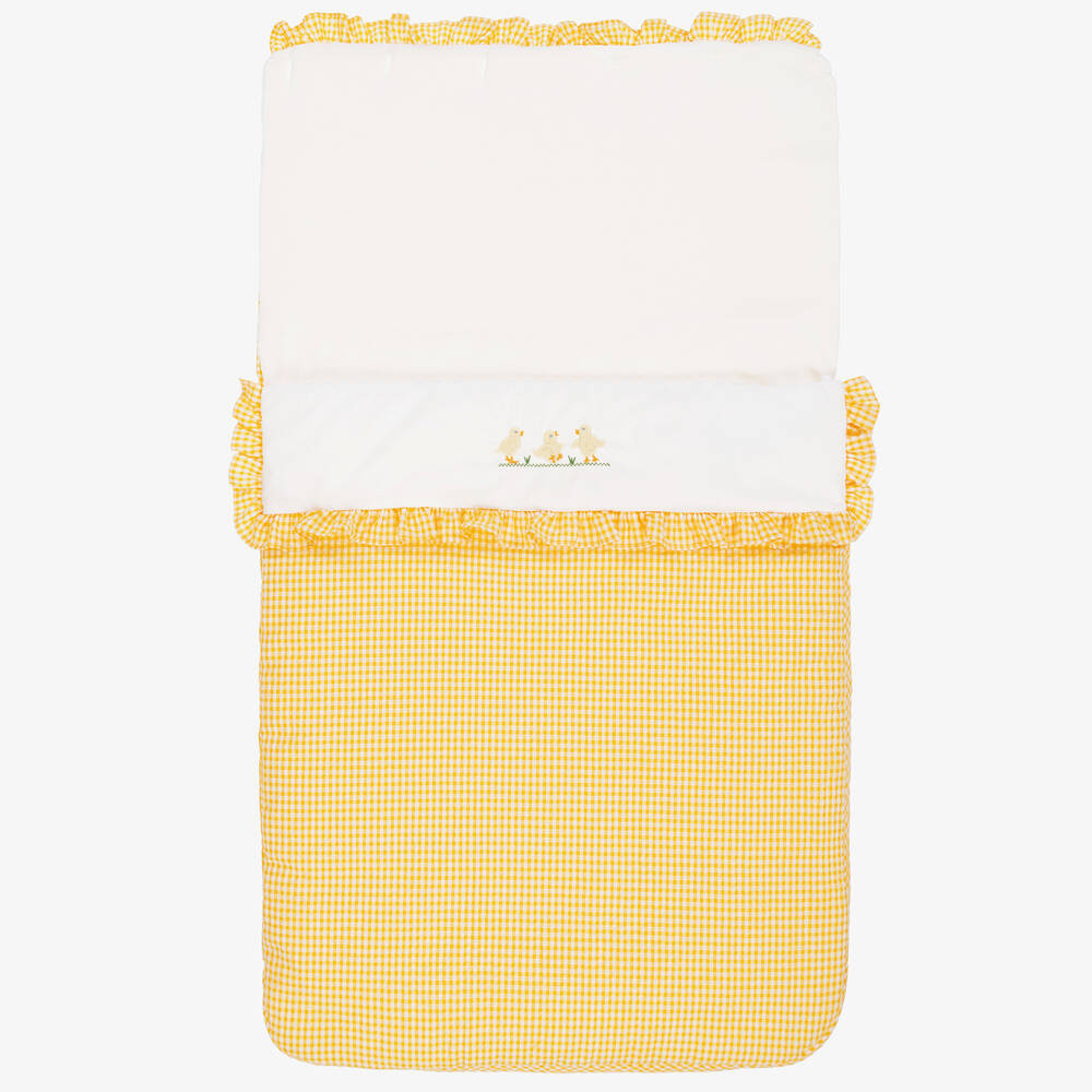Beatrice & George-Yellow Cotton Seersucker Baby Nest (80cm) | Childrensalon Outlet