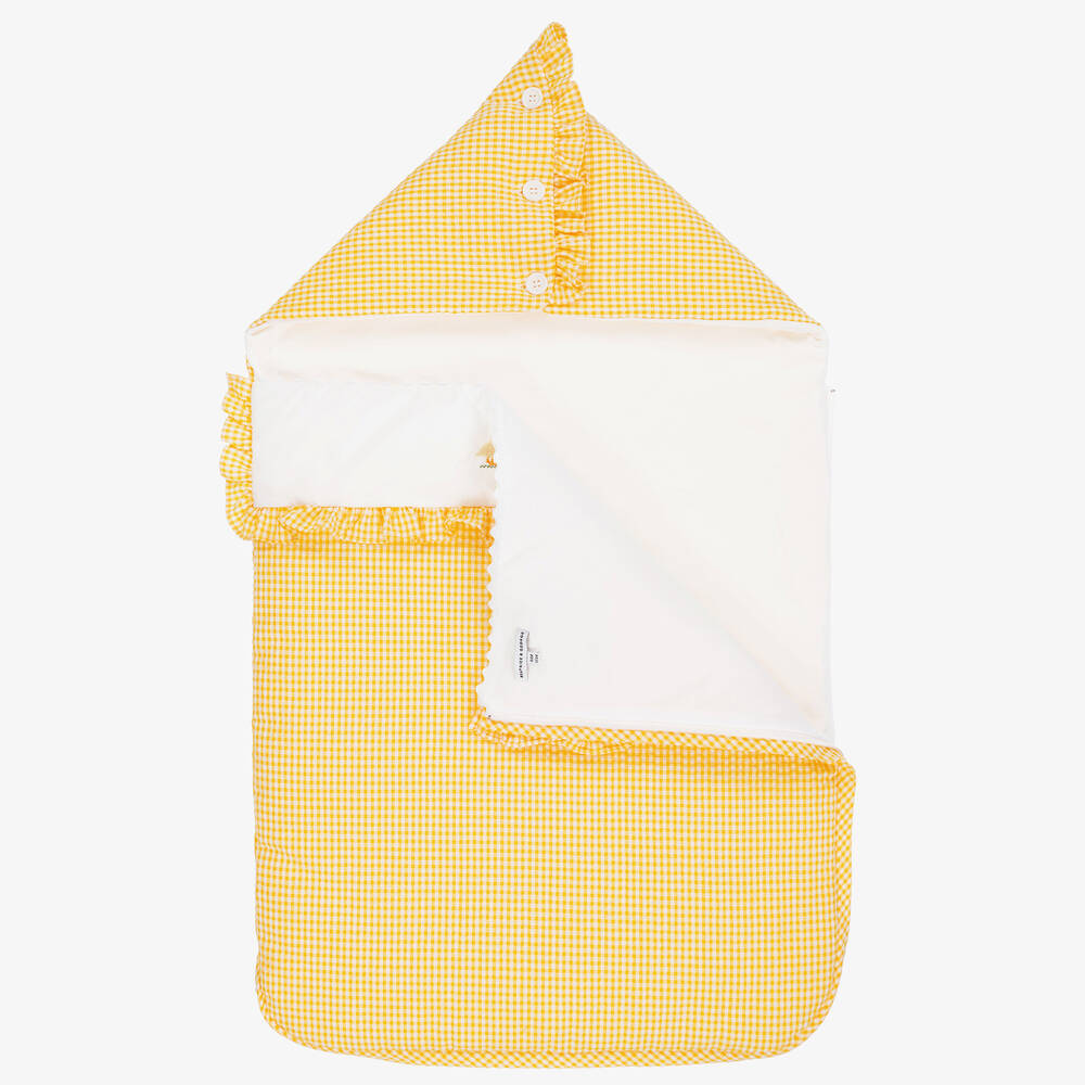 Beatrice & George-Yellow Cotton Seersucker Baby Nest (80cm) | Childrensalon Outlet