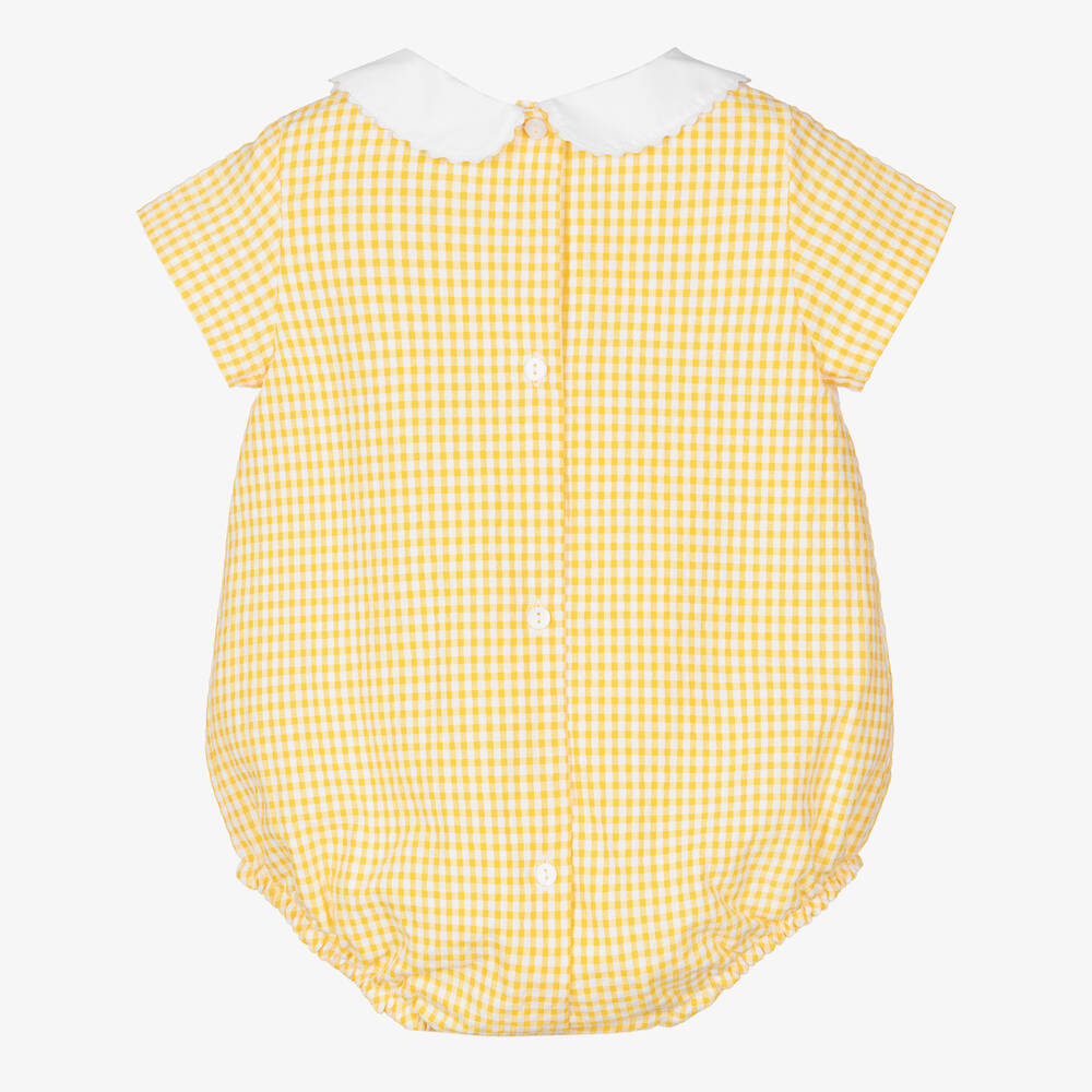 Beatrice & George-Желтый песочник из жатого ситца в клетку | Childrensalon Outlet