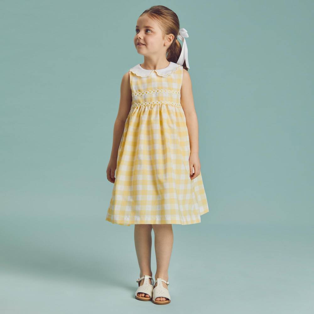 Beatrice & George-Yellow Gingham Dress | Childrensalon Outlet