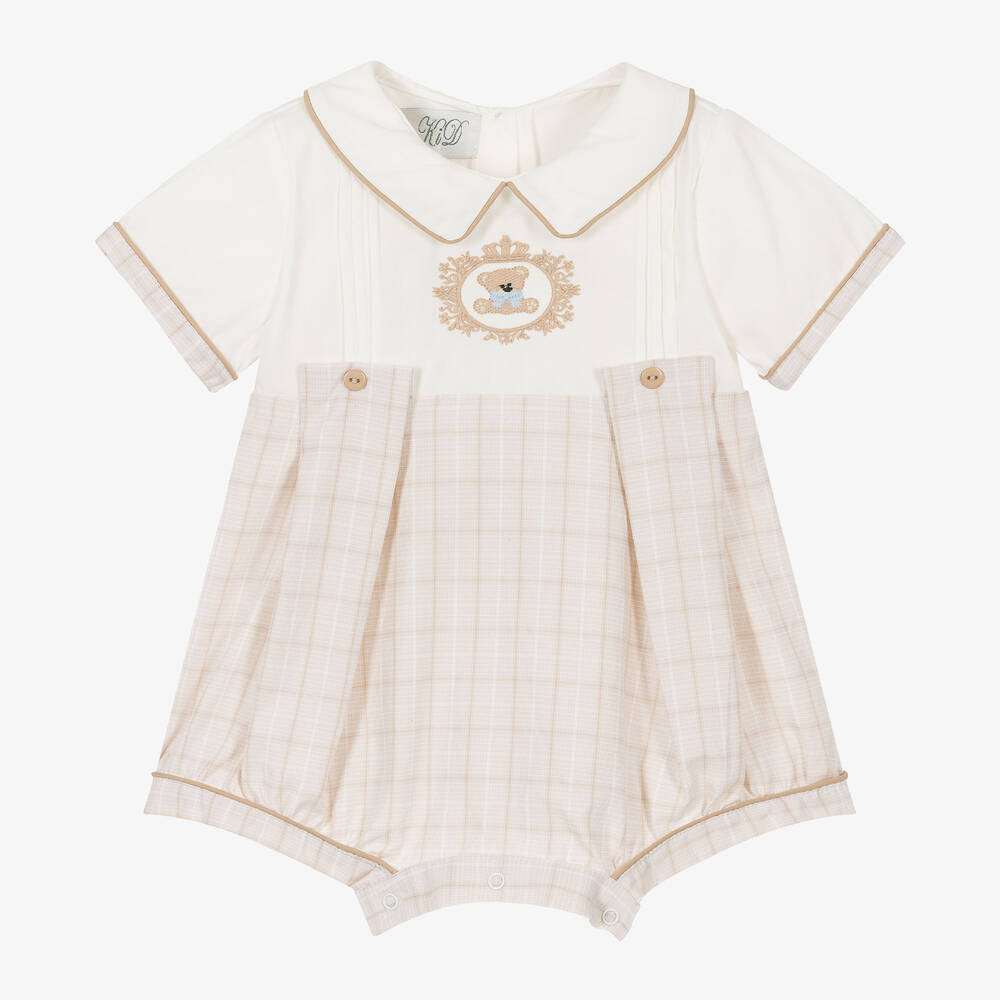 Beau KiD-Baby Boys Beige Cotton Bear Shortie | Childrensalon Outlet