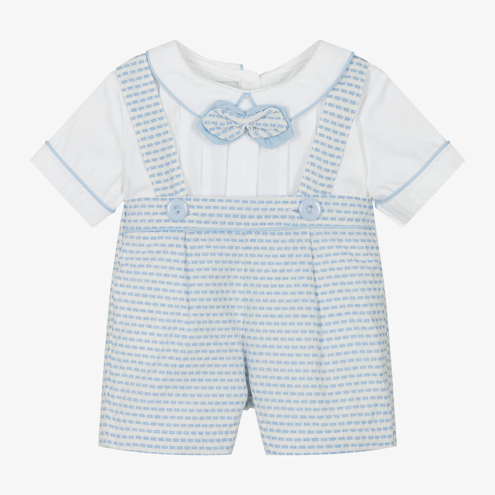 Beau KiD-Baby Boys Blue Cotton Bow Tie Shorts Set | Childrensalon Outlet