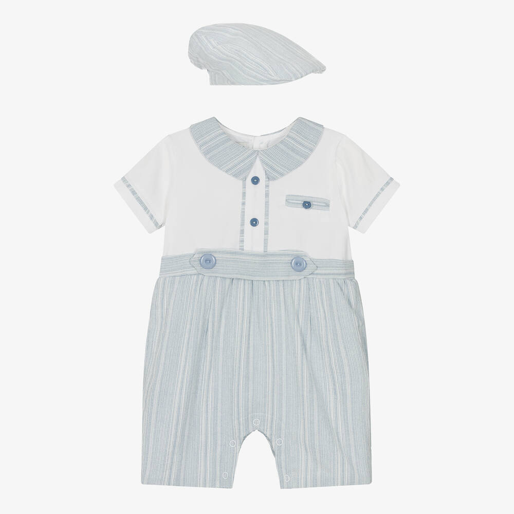 Beau KiD-Baby Boys Blue Cotton Shortie Set | Childrensalon Outlet