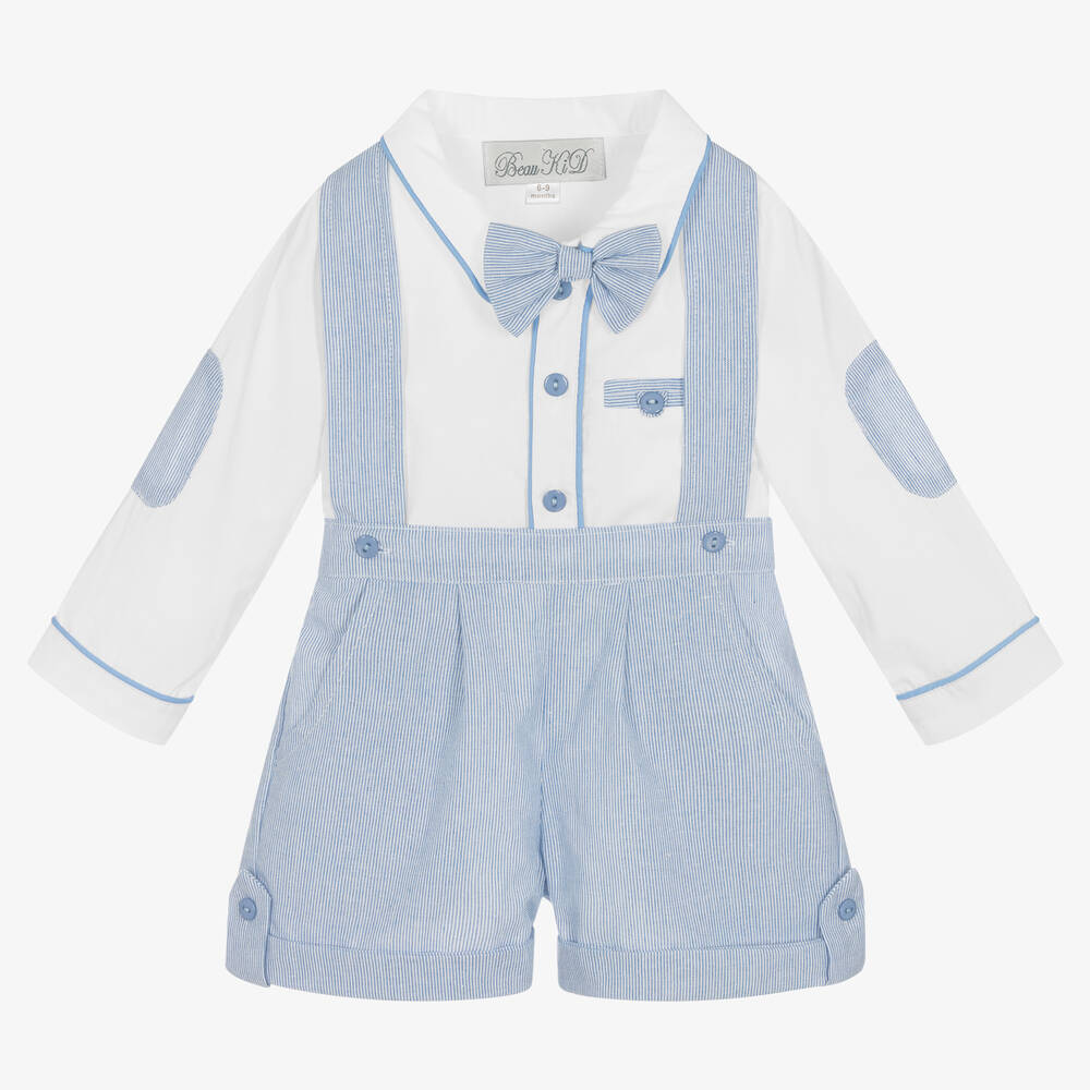 Beau KiD-Baby Boys Blue Cotton Shorts Set | Childrensalon Outlet