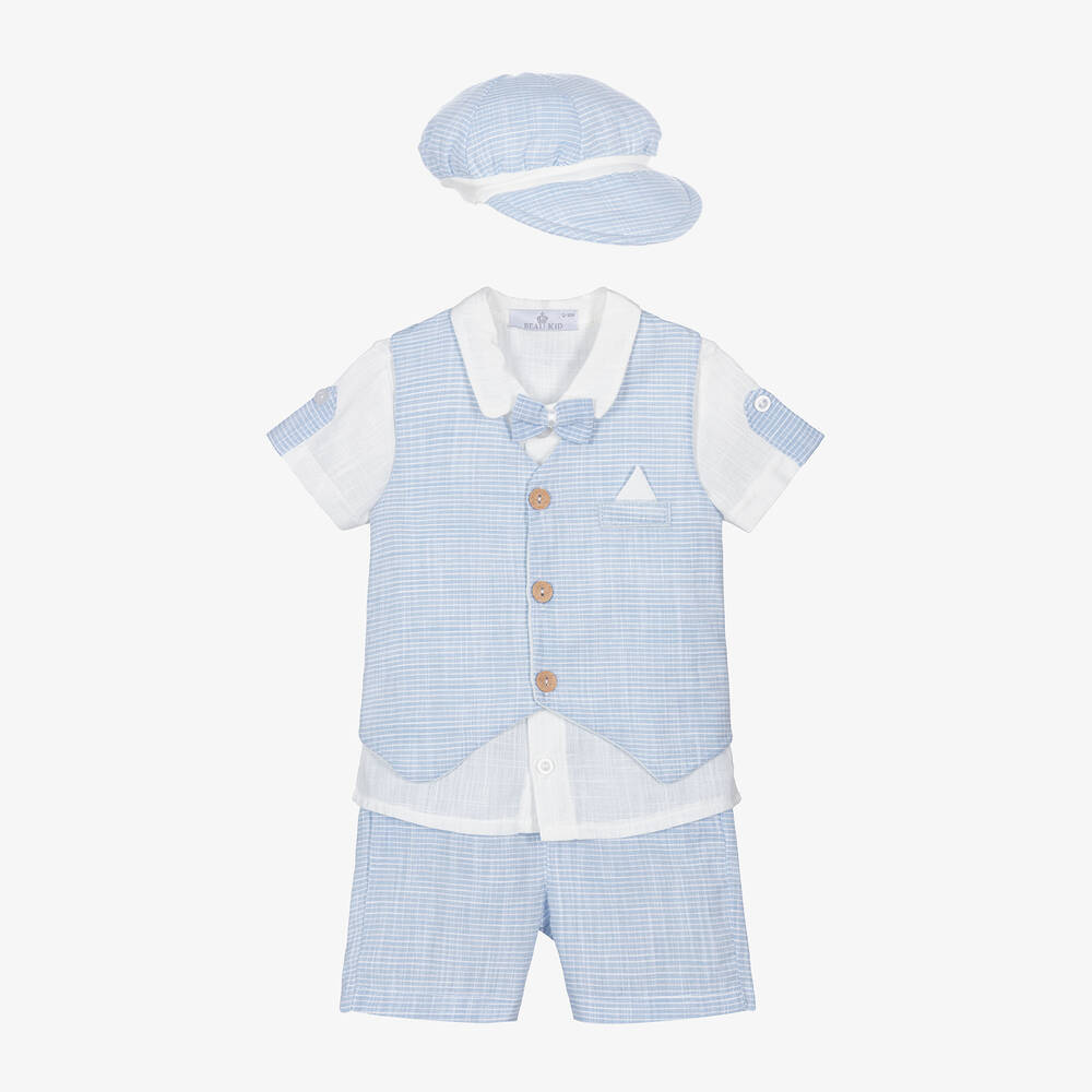 Beau KiD-Baby Boys Blue Cotton Shorts Set | Childrensalon Outlet