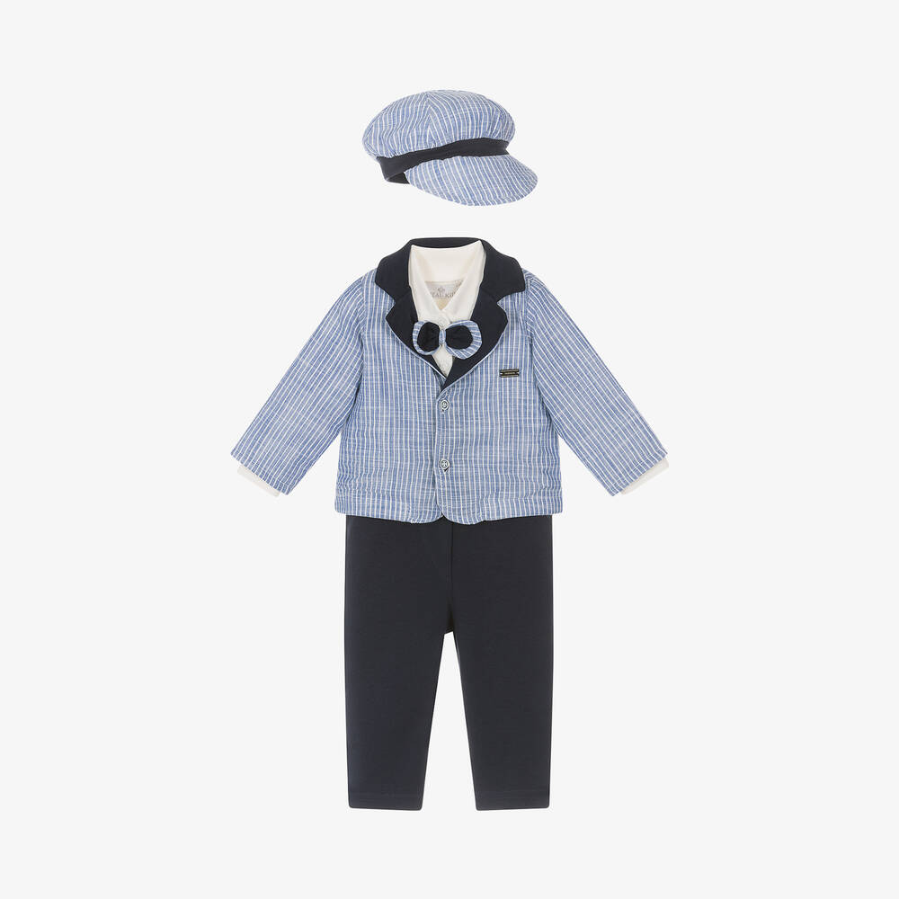 Beau KiD-Baby Boys Blue Cotton Trouser Set | Childrensalon Outlet