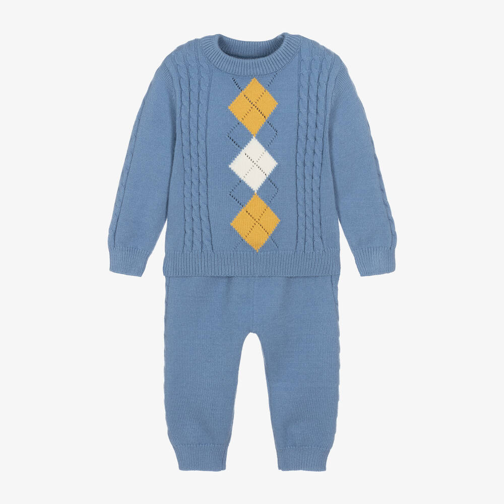 Beau KiD-Baby Boys Blue Knitted Trousers Set | Childrensalon Outlet