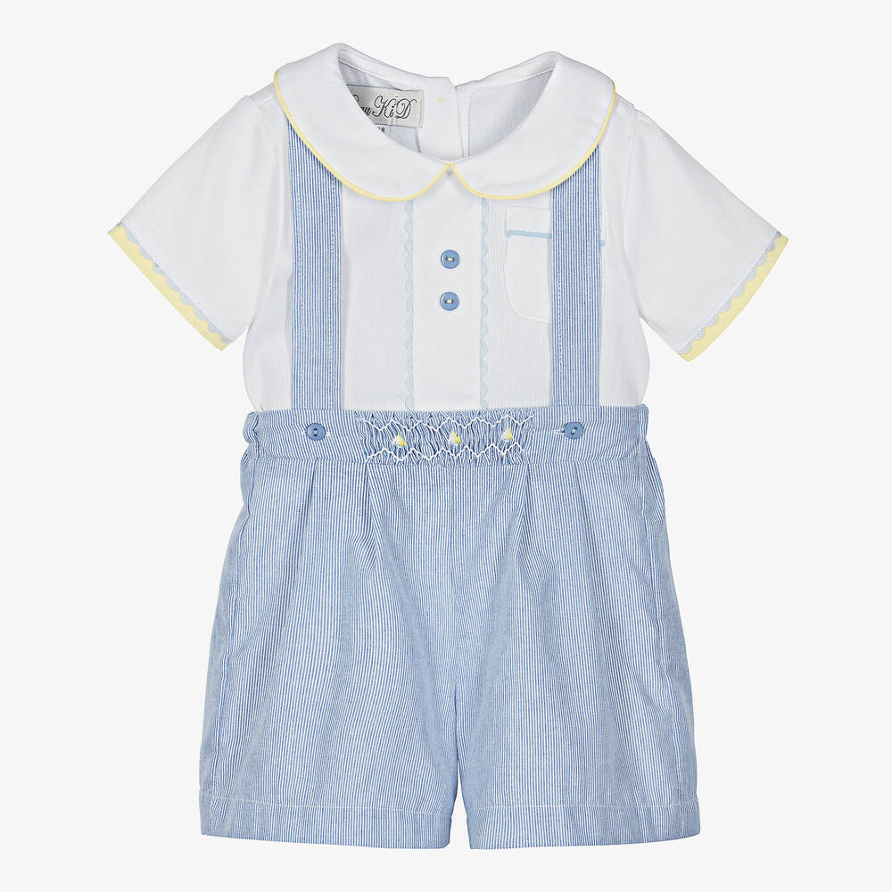 Beau KiD-Baby Boys Blue Striped Shorts Set | Childrensalon Outlet