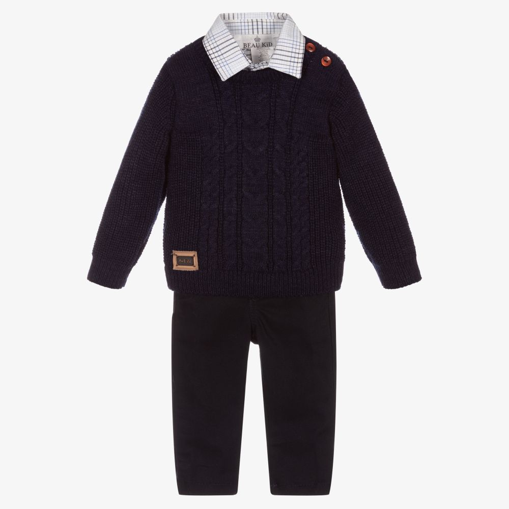 Beau KiD-Baby Boys Blue Trouser Set | Childrensalon Outlet