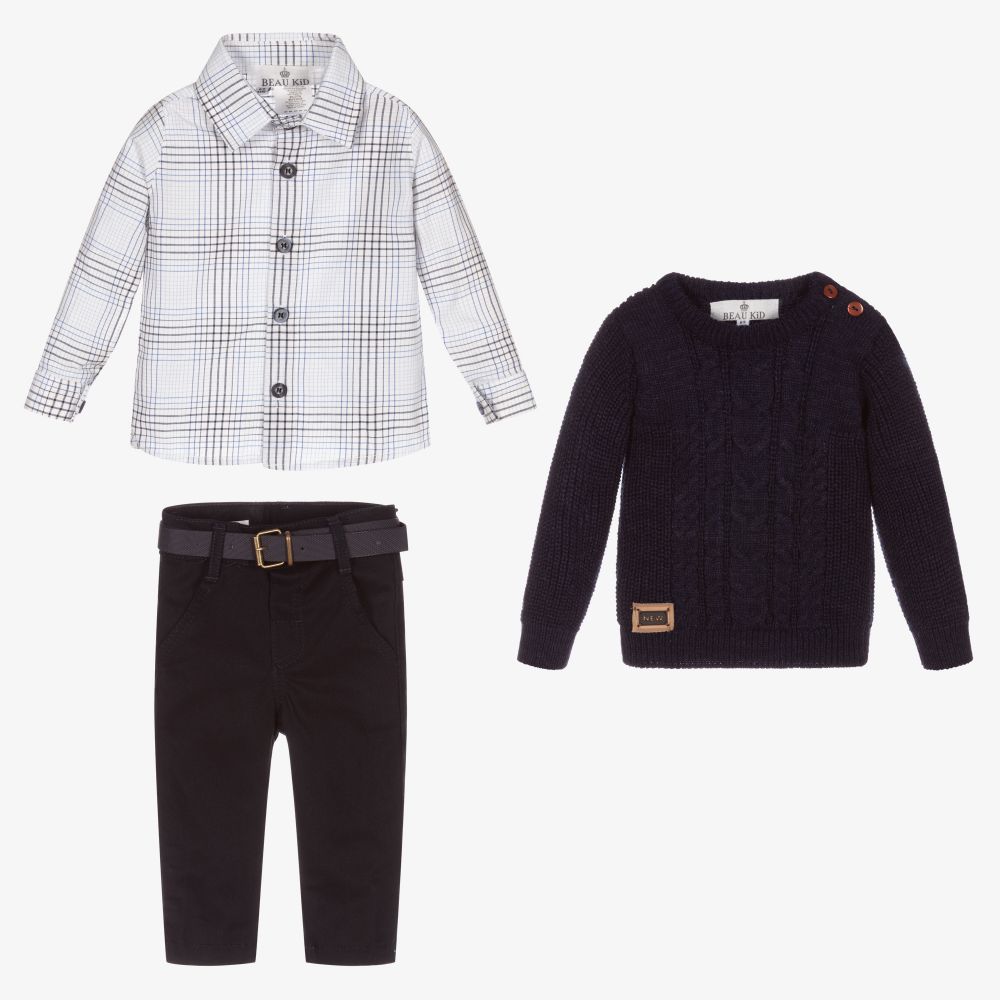 Beau KiD-Baby Boys Blue Trouser Set | Childrensalon Outlet