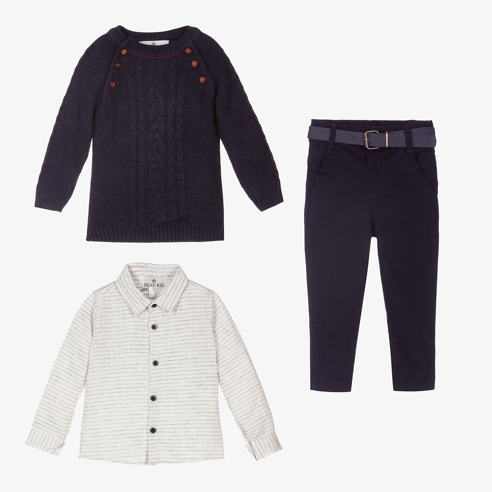 Beau KiD-Baby Boys Blue Trouser Set | Childrensalon Outlet