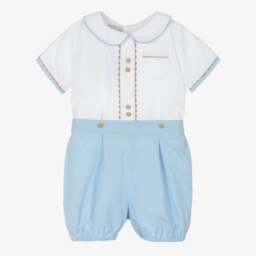 Beau KiD - Baby Boys Blue & White Buster Suit | Childrensalon