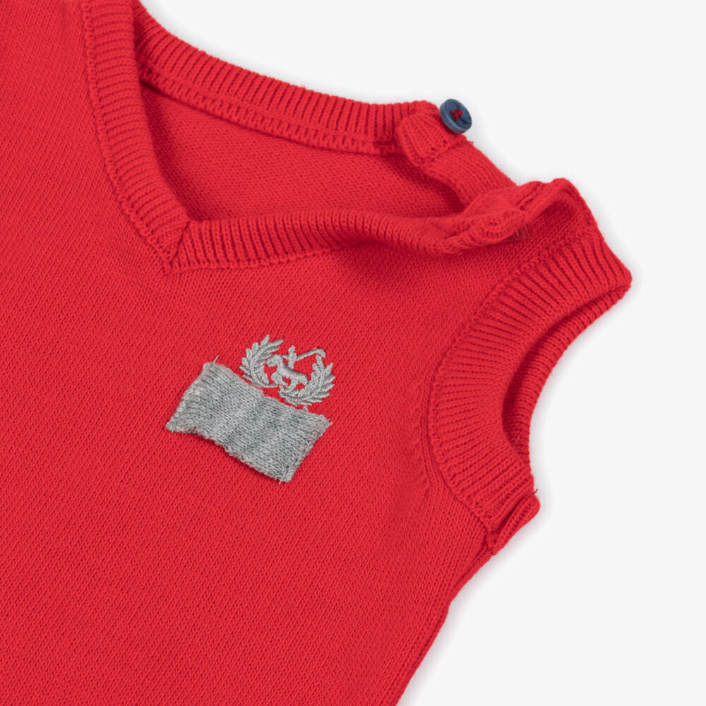Beau KiD-Baby Boys Red & Grey Marl Cotton Trouser Set  | Childrensalon Outlet