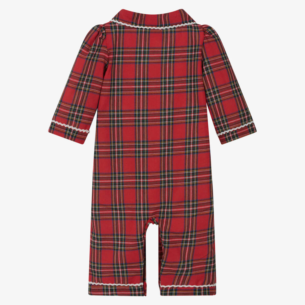 Beau KiD-Baby Boys Red Tartan Cotton Babygrow | Childrensalon Outlet