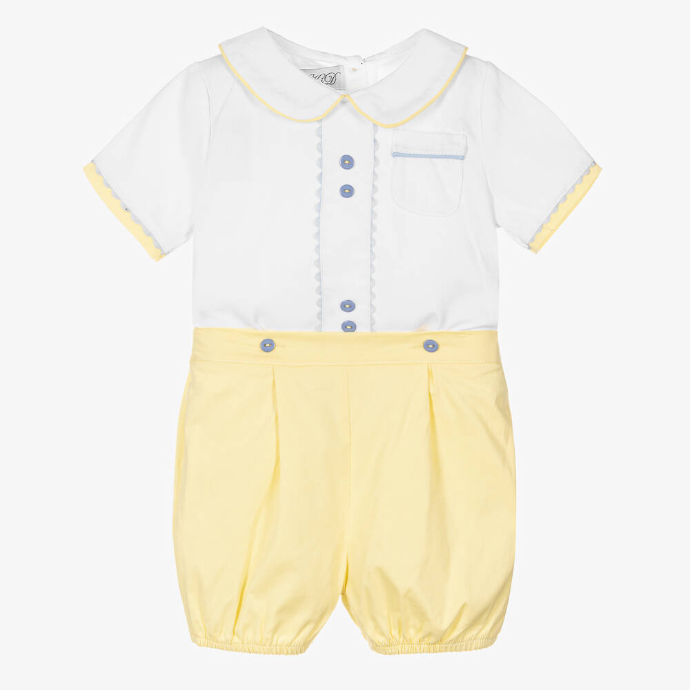 Beau KiD - بِدلة رسمية قطن لون أصفر وأبيض للمواليد | Childrensalon