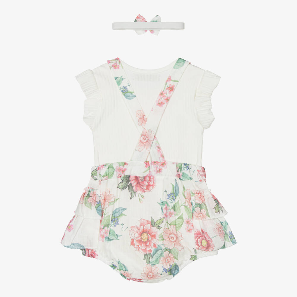 Beau KiD-Baby Girls Ivory & Pink Floral Shorts Set | Childrensalon Outlet