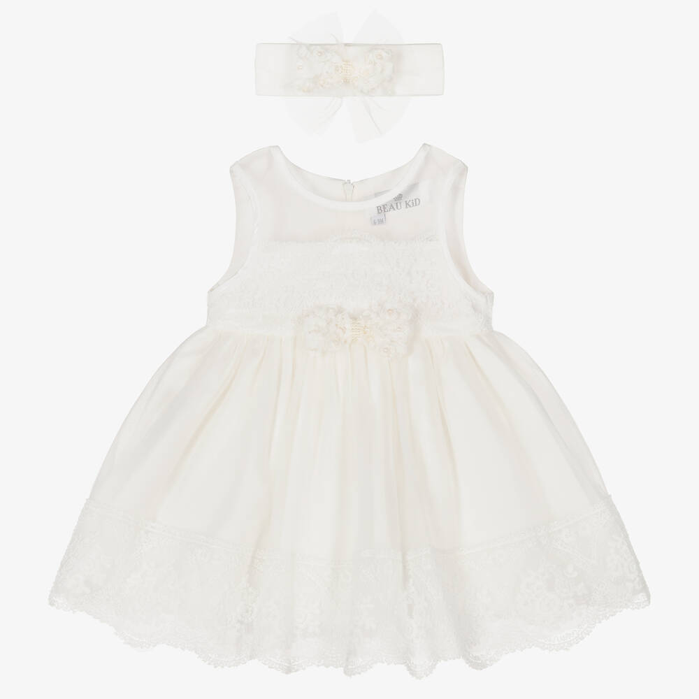 Beau KiD-Baby Girls Ivory Tulle Dress Set | Childrensalon Outlet