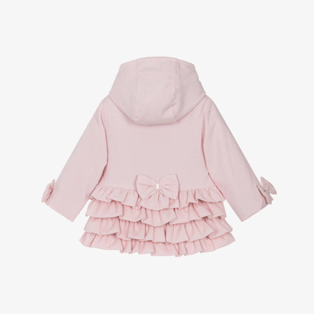 Beau KiD-Baby Girls Pale Pink Corduroy Coat with Teddy Bears & Ruffles | Childrensalon Outlet