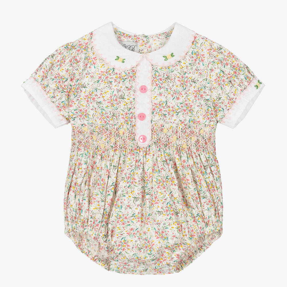 Beau KiD - Barboteuse rose en coton à fleurs | Childrensalon