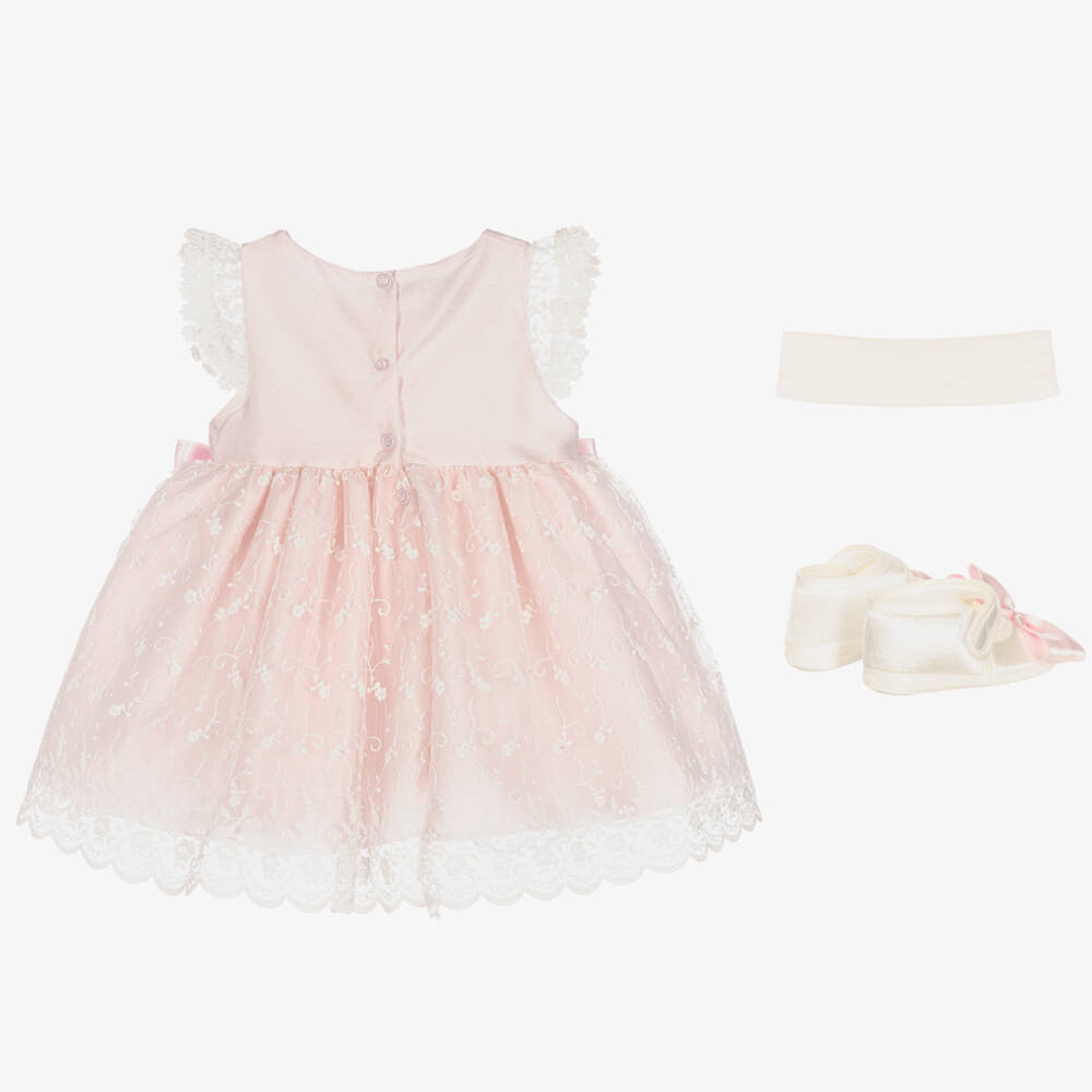 Beau KiD-Baby Girls Pink & Ivory Tulle Lace Dress Set | Childrensalon Outlet