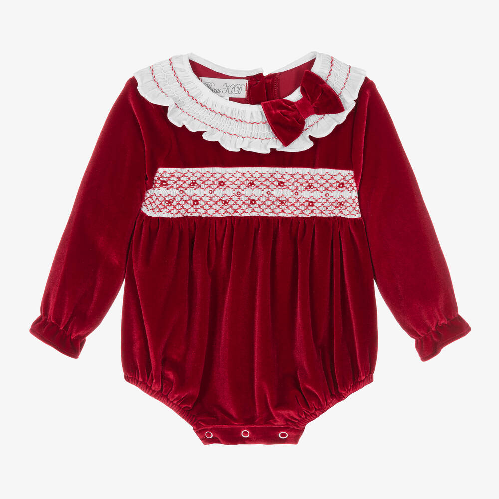 Beau KiD-Baby Girls Red Velvet Shortie | Childrensalon Outlet
