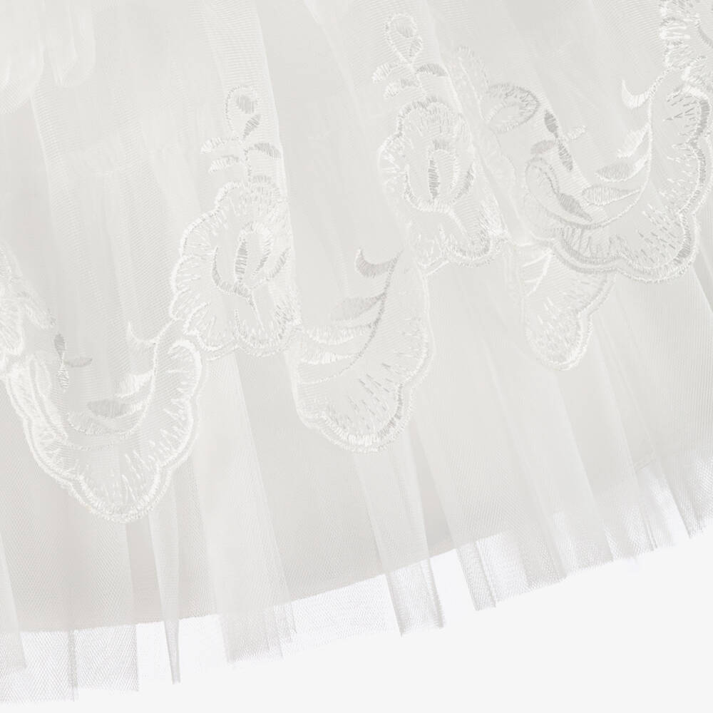 Beau KiD-Baby Girls White Floral Embroidered Tulle Dress | Childrensalon Outlet