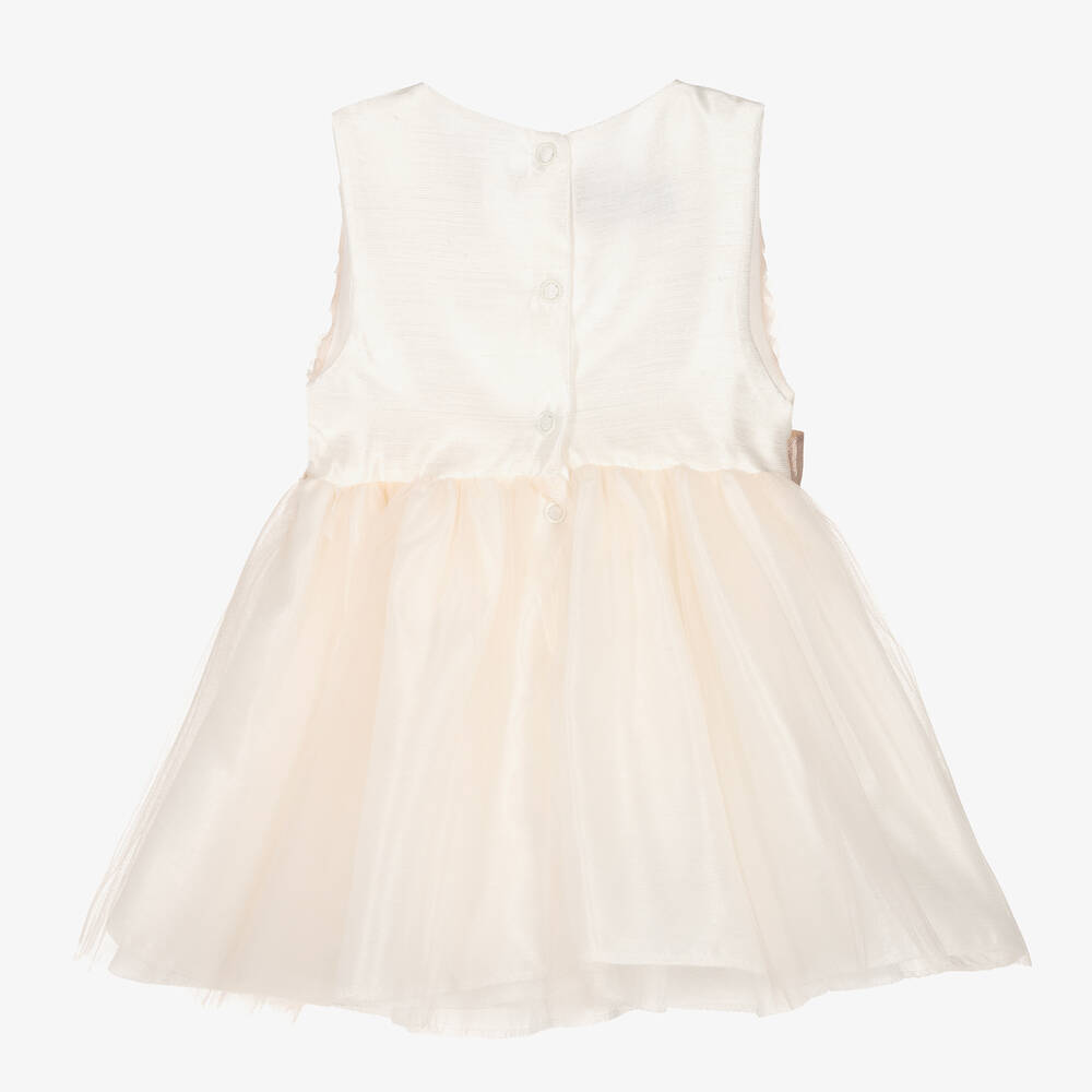 Beau KiD-طقم فستان قطن وتول لون أبيض وزهري للمولودات | Childrensalon Outlet