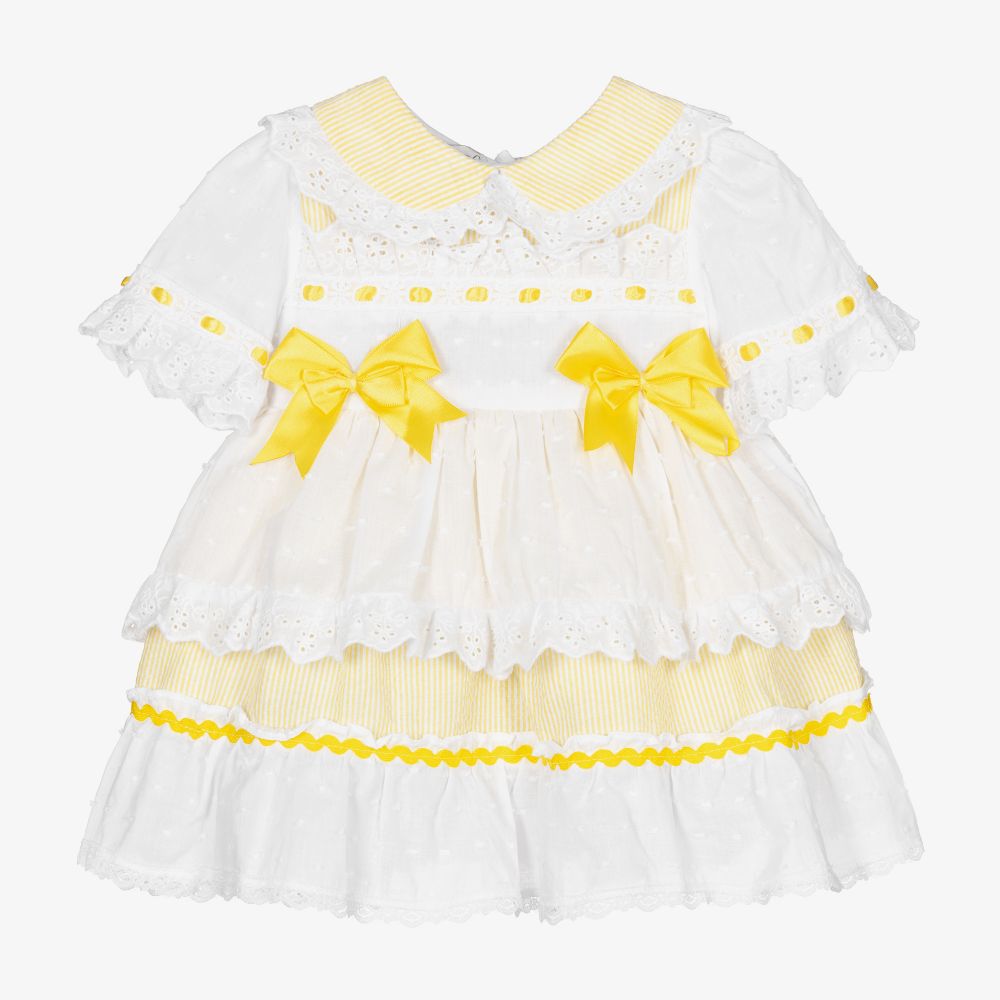 Beau KiD - Robe jaune dentelle Bébé fille | Childrensalon