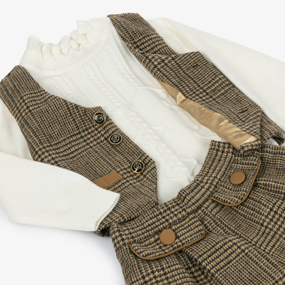 Beau KiD-Beige Houndstooth Shorts Set | Childrensalon Outlet