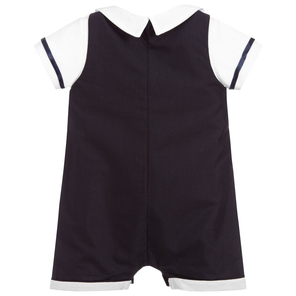 Beau KiD-Blue Cotton Dungarees Set | Childrensalon Outlet