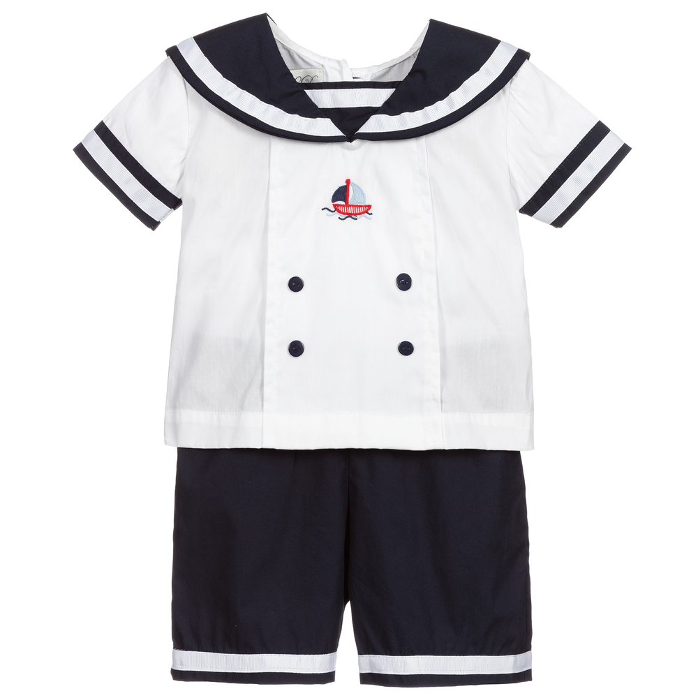 Beau KiD - Blue & White Sailor Shorts Set | Childrensalon