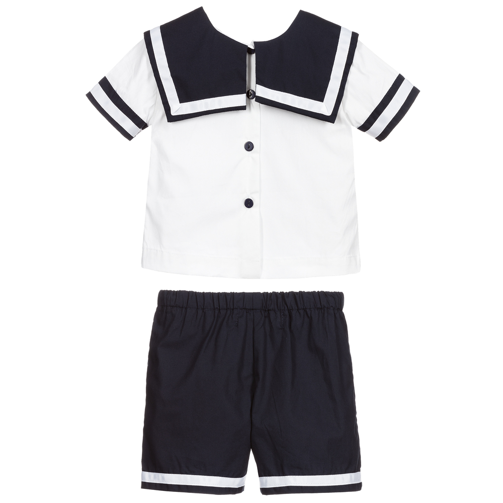 Beau KiD Blue White Sailor Shorts Set Childrensalon Outlet