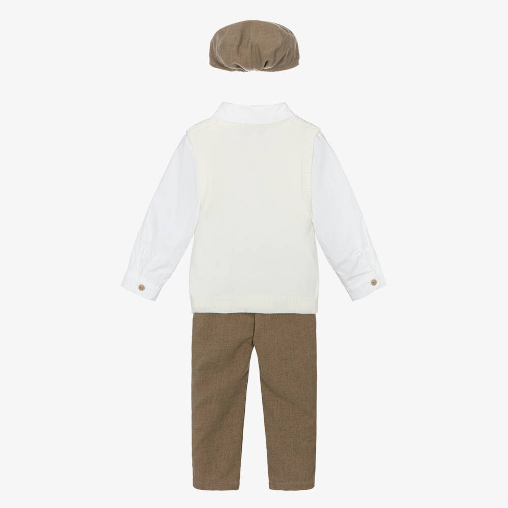 Beau KiD-Boy Brown & Ivory Trouser Set with Hat | Childrensalon Outlet