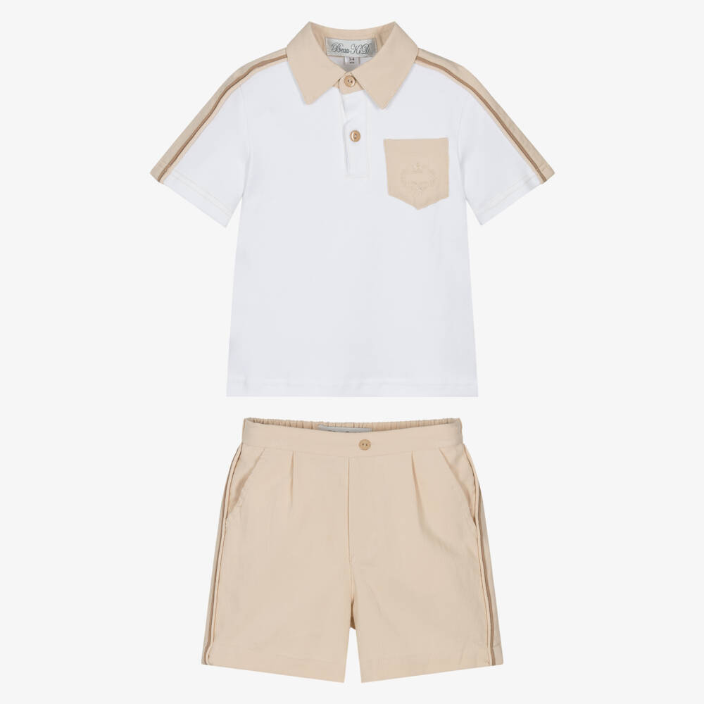 Beau KiD-Бежевый хлопковый комплект рубашка поло для мальчиков | Childrensalon Outlet