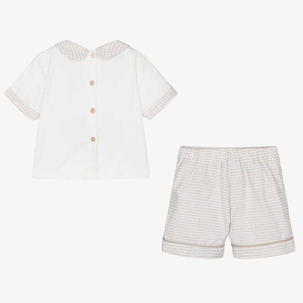 Beau KiD-Boys Beige & Ivory Cotton Ensemble | Childrensalon Outlet